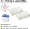 A product image showing two white moisture absorbers and a blue and white dehumidifier container, with German text highlighting product features. Náhled obrázku produktu