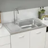 The Living Store Kuchynský drez s odkapávačom strieborný Náhľad obrázku produktu 1
