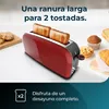 A red toaster with two slices of toast in it, surrounded by various baked goods like cookies, muffins, and croissants. Produktbild-Vorschau