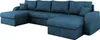A U-shaped sectional sofa in a blue corduroy fabric, shown from a slightly elevated side angle against a white background. Náhled obrázku produktu