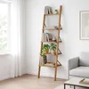 Relaxdays Leiterregal Walnussholz, 4 Etagen, Bad, Küche, Produktbild-Vorschau 2