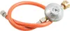 A gas regulator with an orange hose, isolated on a white background. Produktbild-Vorschau
