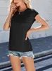ASKSA T-shirt femme col rond uni Hauts chemisiers manches Voir les images du produit 5