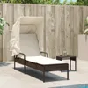 The Living Store Sonnenliege mit Dach Braun Poly Rattan Produktbild-Vorschau 4