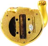 The underside of a golden lucky cat figurine, showing the battery compartment and some text. Produktbild-Vorschau