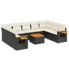 Design 10-tlg. Garten-Sofagarnitur mit Kissen Schwarz Poly Produktbild-Vorschau 2