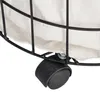 Close-up of the bottom of a black wire laundry basket with a beige canvas liner, showing one of its black wheels. Náhled obrázku produktu