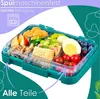 A bento-style lunchbox filled with various foods, presented in a top-down diagonal view. Náhľad obrázku produktu