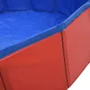 A close-up view of the corner of a red and blue dog pool. Náhľad obrázku produktu