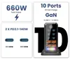 660W GaN USB C Ladestation mit 10 Anschlüssen Produktbild-Vorschau 2