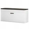 A white shoe cabinet with a dark top and a black handle, shown from the front. Podgląd zdjęcia produktu