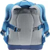 The back of a blue and gray backpack. Voir les images du produit