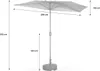 A diagram of a half umbrella with dimensions indicated. Produktbild-Vorschau
