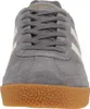 A close-up front view of a gray Gola Harrier sneaker with a gum sole. Produktbild-Vorschau