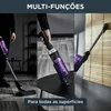 Collage of a vacuum cleaner being used in different scenarios: on a carpet, on a table, and on a wall. Voir les images du produit
