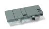 A gray plastic dishwasher detergent dispenser, viewed from a slight diagonal. Produktbild-Vorschau