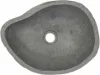 A top-down view of a grey, oval-shaped river stone sink with a drain hole in the center, isolated on a white background. Náhľad obrázku produktu