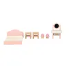 Dollhouse furniture set including a bed, two nightstands, two lamps, and a vanity. Podgląd zdjęcia produktu