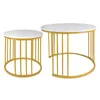 2er Set Satztische,Couchtisch Rund Marmor Muster Holztische Produktbild-Vorschau 4