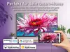 A television and a smartphone displaying a flower image, with various smart home compatibility logos. Náhled obrázku produktu
