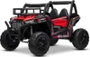 A red and black electric UTV for children is shown from a front-side angle against a white background. Produktbild-Vorschau