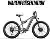 A gray electric mountain bike is shown against a white background. Produktbild-Vorschau