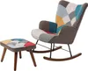 A patchwork rocking chair and ottoman set on a white background. Podgląd zdjęcia produktu