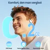 A man wearing an earbud, with large text overlays and icons. Produktbild-Vorschau