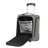 A gray wheeled carry-on suitcase with its front compartment open, revealing an inner pouch. Anteprima dell’immagine prodotto