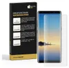 A product box with installation instructions for a screen protector next to a smartphone with a screen protector applied. Produktbild-Vorschau