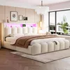 A bedroom scene featuring a large upholstered bed with LED lighting. Náhled obrázku produktu