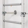 Close-up view of a metal climbing frame with gray bars and supports. Voir les images du produit