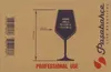 A diagram of a wine glass with dimensions and product information on a cardboard box. Anteprima dell’immagine prodotto