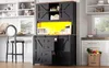 Hochschrank Schwarz/Weiß 115x40x174,7cm mit Schiebetüren & Produktbild-Vorschau 5