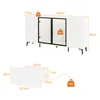 Sideboard mit LED-Vitrine 160x35x80cm, Weiß Hochglanz, Produktbild-Vorschau 6