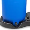 A close-up view of the bottom of a blue plastic tank resting on a black plastic base. Produktbild-Vorschau