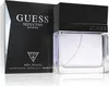 A product shot of a men's fragrance bottle and its packaging. Voir les images du produit