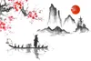Vlies Fototapete LANDSCHAFT Berge Blumen Japan Malerei für Produktbild-Vorschau 2