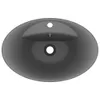 vidaXL Lavabo con troppopieno grigio scuro opaco 58,5x39 cm Anteprima dell’immagine prodotto 4