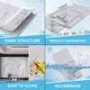 A collage of four images showcasing the features and dimensions of marble-effect wall panels. Anteprima dell’immagine prodotto