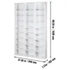 A white, multi-shelf media storage cabinet is shown against a white background with dimensions indicated by measurement lines and text. Produktbild-Vorschau