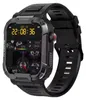 Schwarze robuste Smartwatch mit digitalem Display, das Uhrzeit, Datum, Herzfrequenz, Akkustand, Schritte und ein Zahnrad-Zifferblatt anzeigt Náhled obrázku produktu