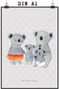 Mr. & Mrs. Panda Bild Koala Familie DIN A1 - Grau Pastell - Produktbild-Vorschau 1