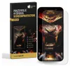 A product box for a screen protector is shown next to a smartphone with the screen protector applied. Produktbild-Vorschau
