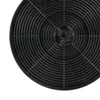A close-up, top-down view of a black circular charcoal filter for a kitchen hood. Produktbild-Vorschau