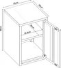 A line drawing of a white cabinet with dimensions indicated. Produktbild-Vorschau