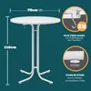 CASARIA® Stehtisch mit Husse 70 cm Klappbar Weiß Rund Holz Produktbild-Vorschau 8