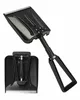A black foldable snow shovel is shown against a white background. The shovel is displayed in two configurations: one fully extended and the other folded. Produktbild-Vorschau