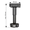 A black adjustable furniture leg with measurement indicators. Voir les images du produit