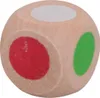 A close-up shot of a wooden die with colored dots. Podgląd zdjęcia produktu